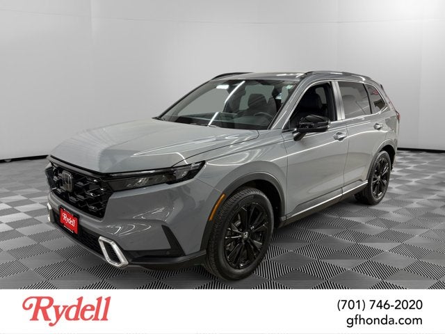 2025 Honda CR-V Hybrid Sport Touring in Urban Gray Pearl — front three-quarter view