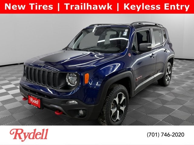 2020 Jeep Renegade Trailhawk in Jetset Blue Clearcoat — front three-quarter view