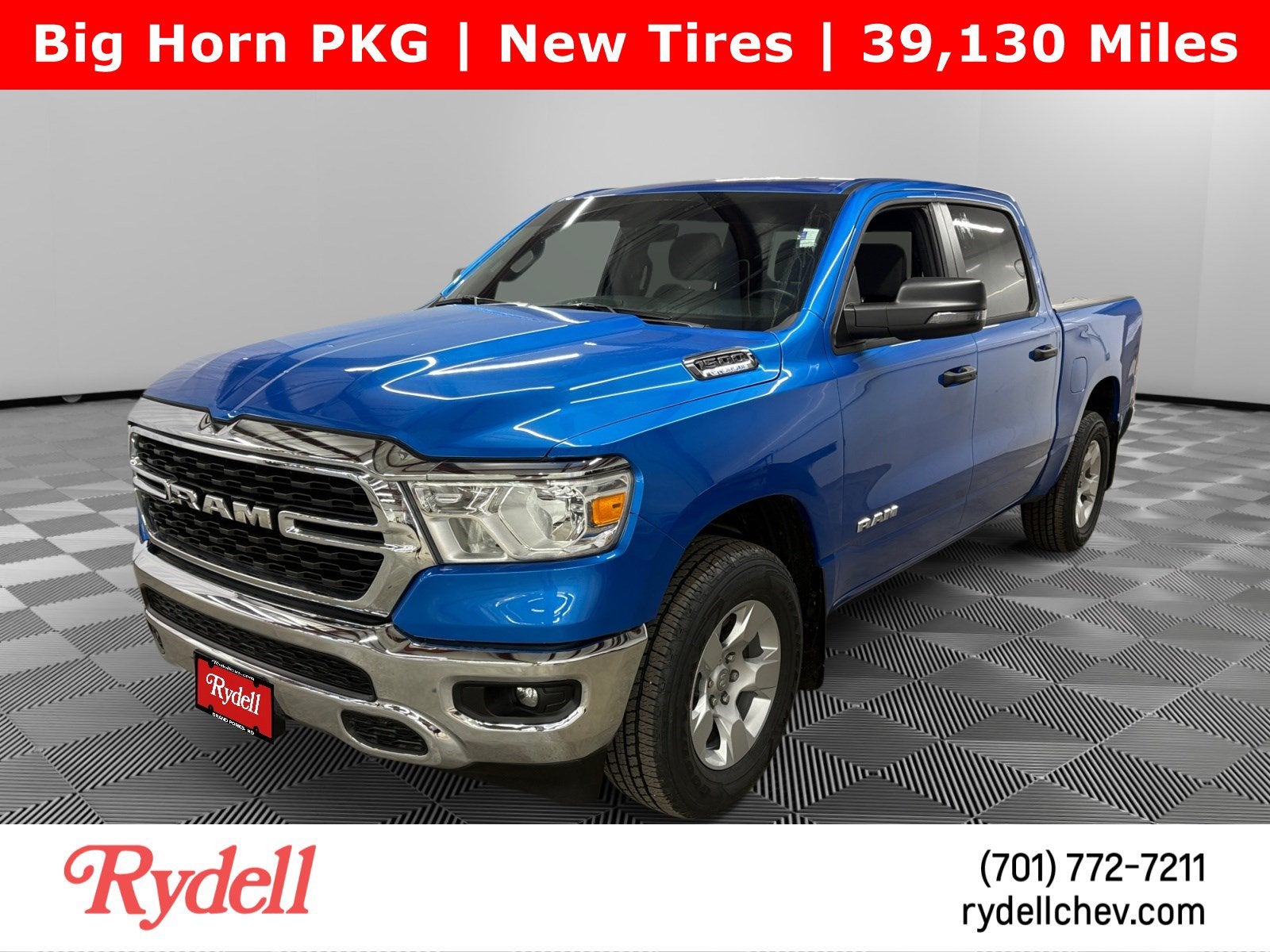 2024 RAM 1500 Big Horn Crew Cab 4x4 5'7" Box in Blue — front three-quarter view