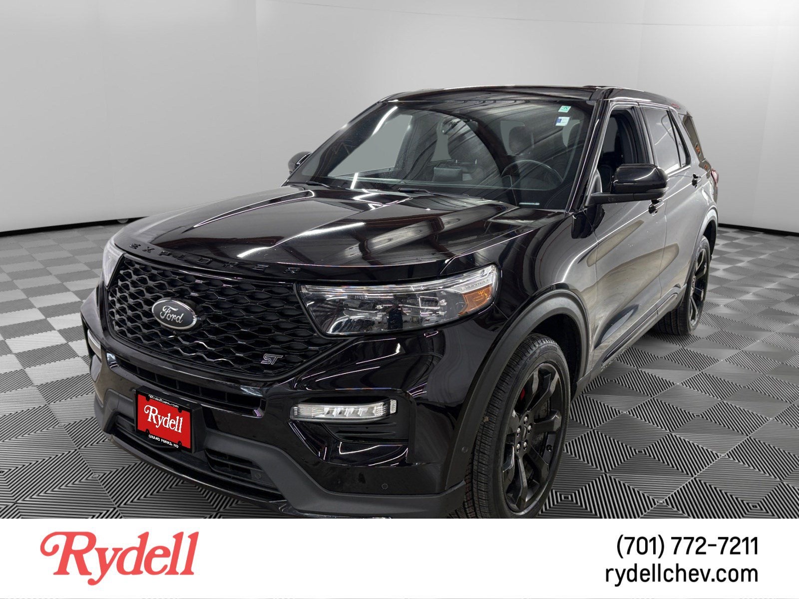 2021 Ford Explorer ST in Black — front three-quarter view
