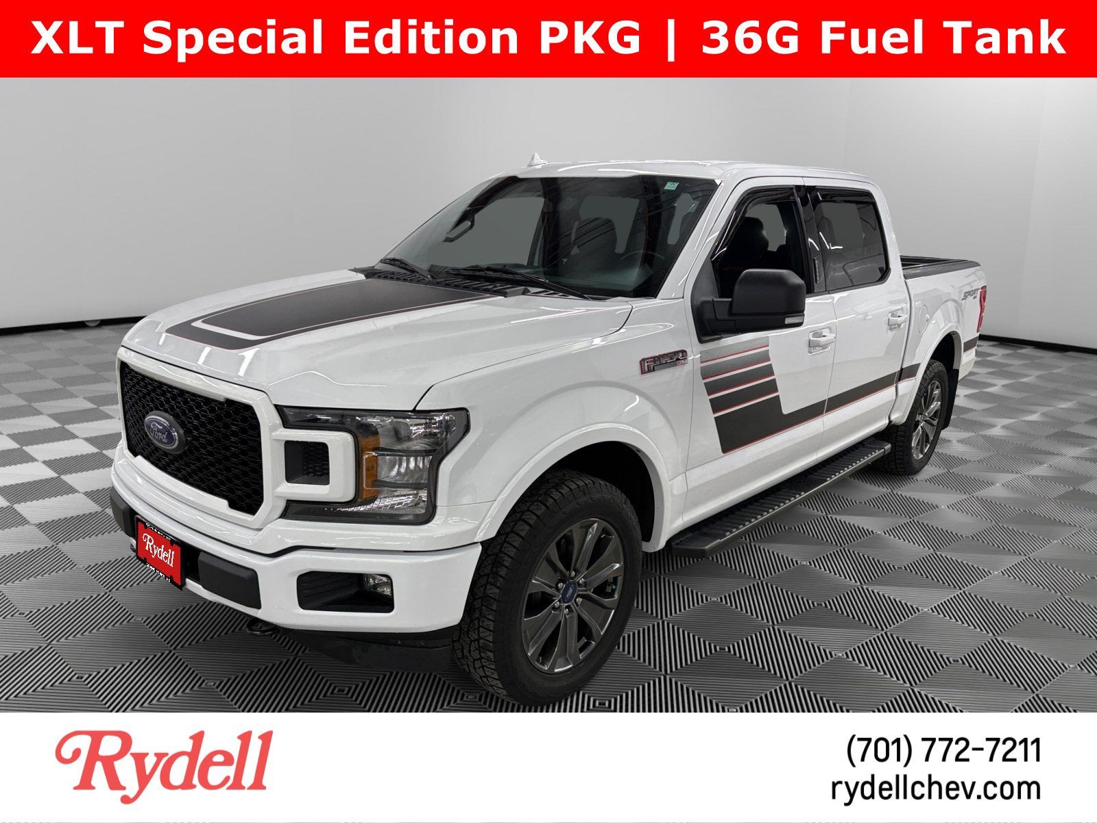 2018 Ford F-150 XLT in White — front three-quarter view
