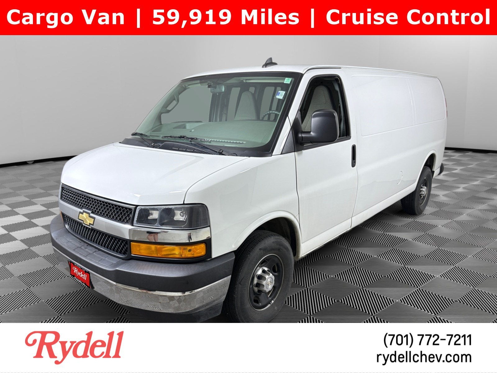 2019 Chevrolet Express Cargo 3500 Work Van in Summit White — front three-quarter view