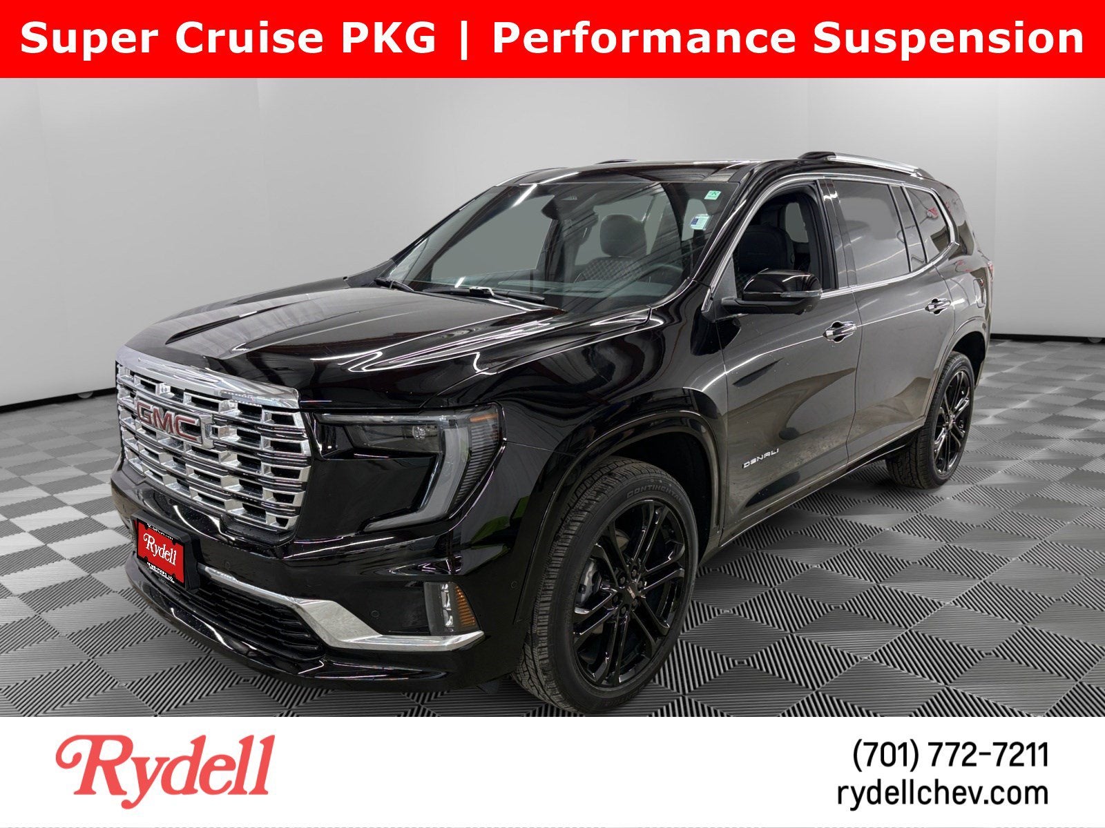 2026 GMC Acadia Denali in Ebony Twilight Metallic — front three-quarter view