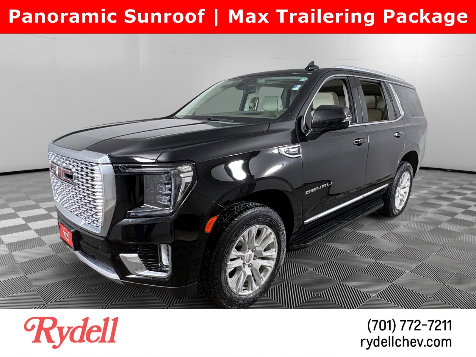 2021 GMC Yukon Denali in Onyx Black — front three-quarter view