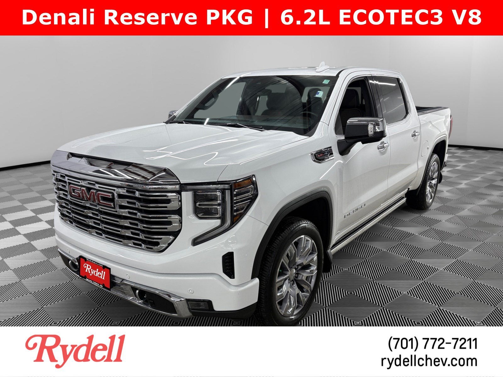 2023 GMC Sierra 1500 Denali in Summit White — front three-quarter view