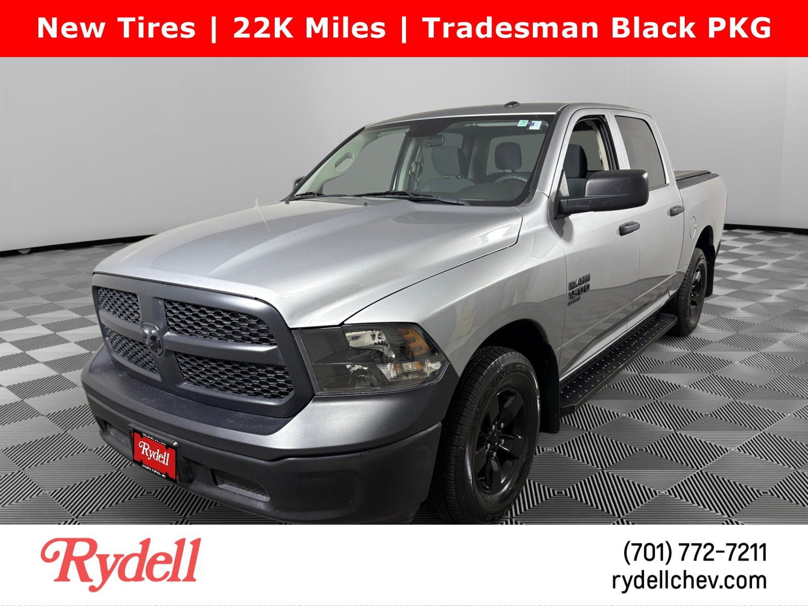 2023 RAM 1500 Classic Tradesman Crew Cab 4x4 5'7" Box in Silver — front three-quarter view