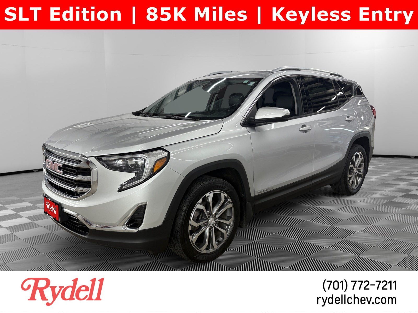 2018 GMC Terrain SLT in Quicksilver Metallic — front three-quarter view