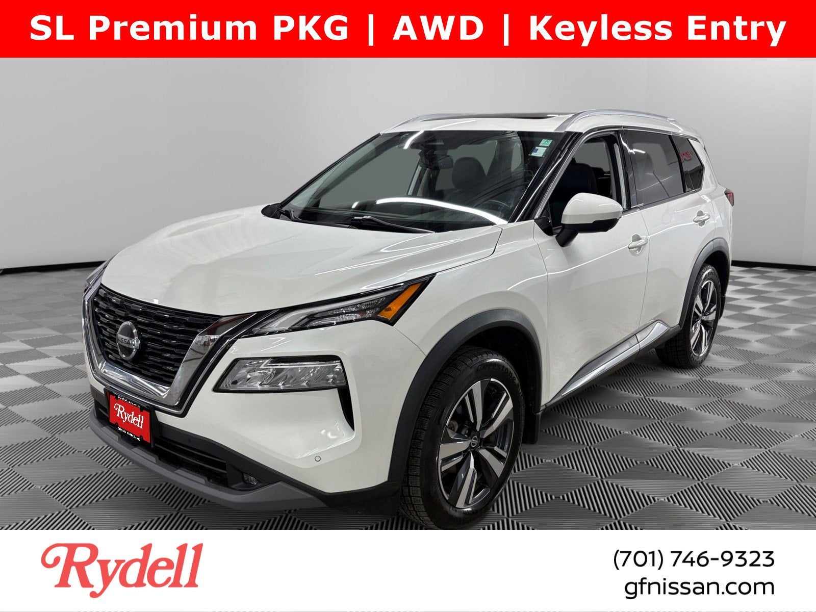 2021 Nissan Rogue SL Intelligent AWD in White — front three-quarter view
