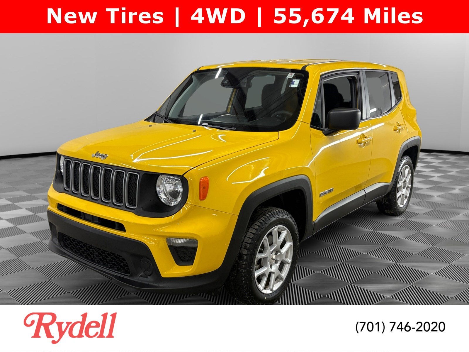 2023 Jeep Renegade Latitude in Solar Yellow — front three-quarter view
